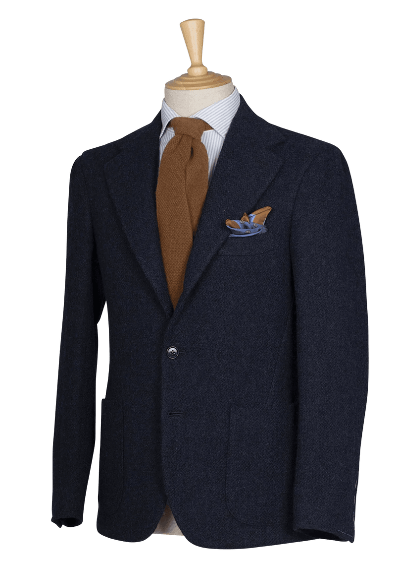 Deep Blue Tweed Unstructured Jacket