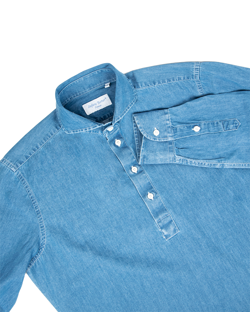 Light Wash Denim Polo Shirt