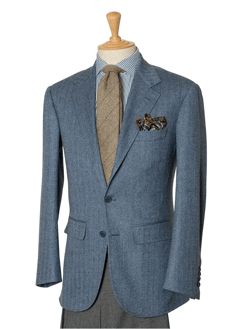 Men's Azure Lambswool Herringbone Single-breasted Jacket