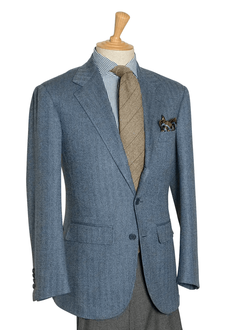 Men's Azure Lambswool Herringbone Single-breasted Jacket