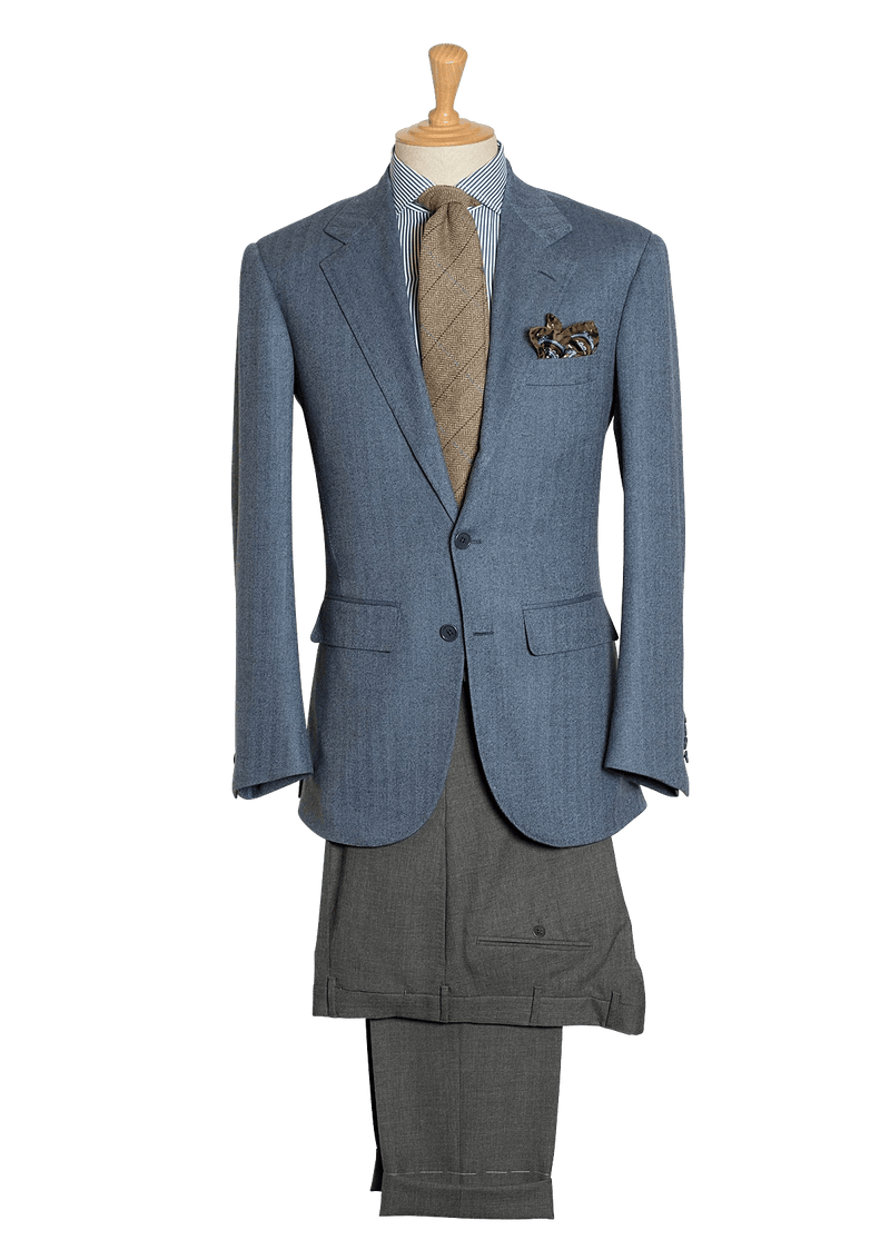 Men's Azure Lambswool Herringbone Single-breasted Jacket
