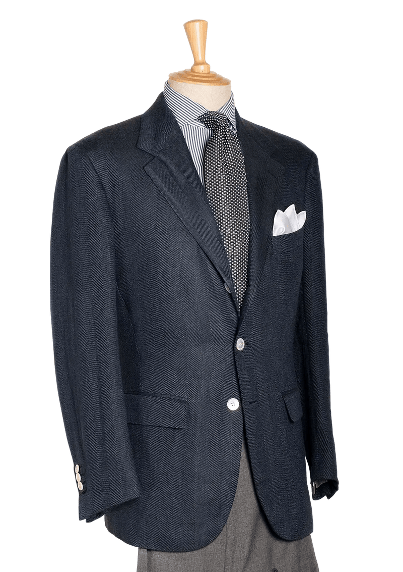 Men's Blue Herringbone Linen Jacket