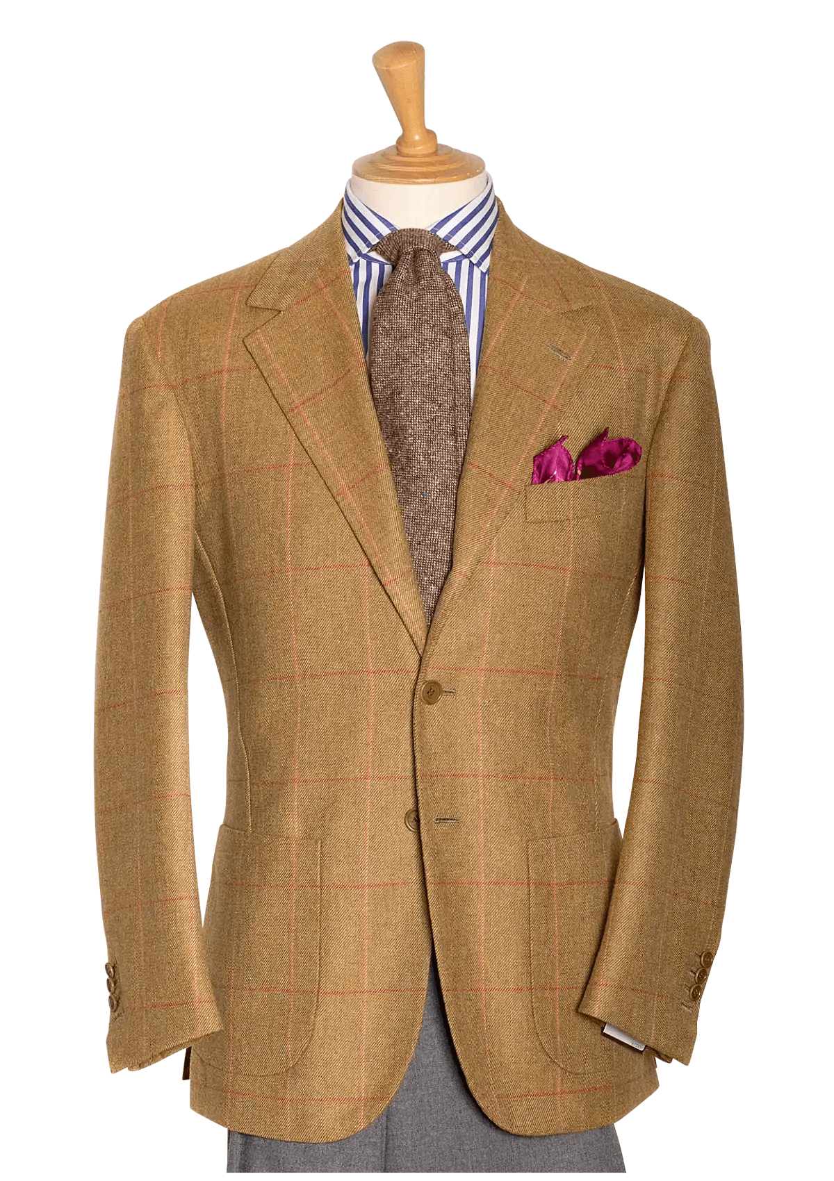 Caramel Tweed Jacket with Fuchsia Pane