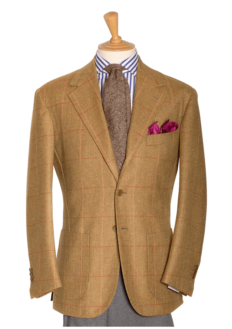 Caramel Tweed Jacket with Fuchsia Pane