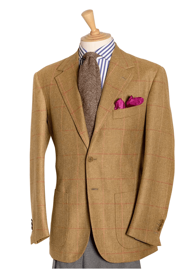 Caramel Tweed Jacket with Fuchsia Pane