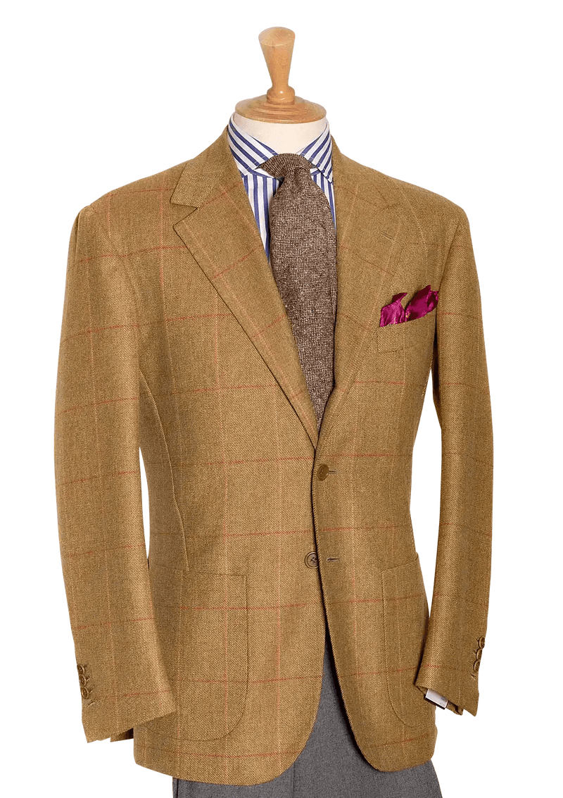 Caramel Tweed Jacket with Fuchsia Pane